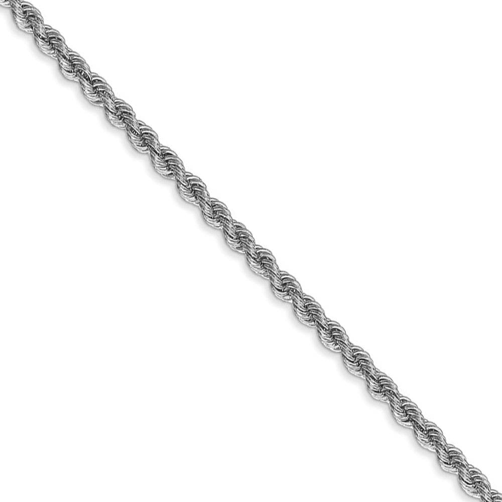 2.5mm, 14k White Gold, Handmade Solid Rope Chain Necklace