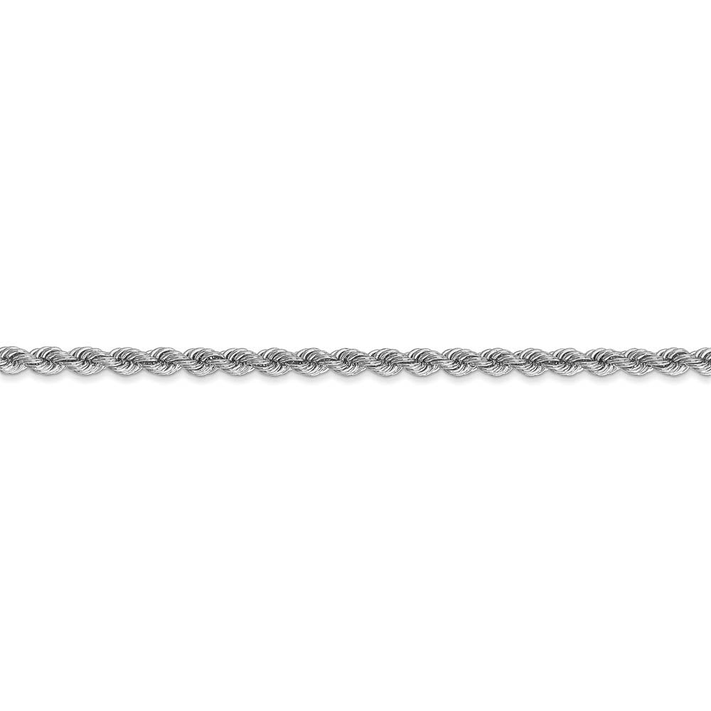 Alternate view of the 2.75mm, 14k White Gold, Handmade Solid Rope Chain Bracelet, 8 Inch by The Black Bow Jewelry Co.