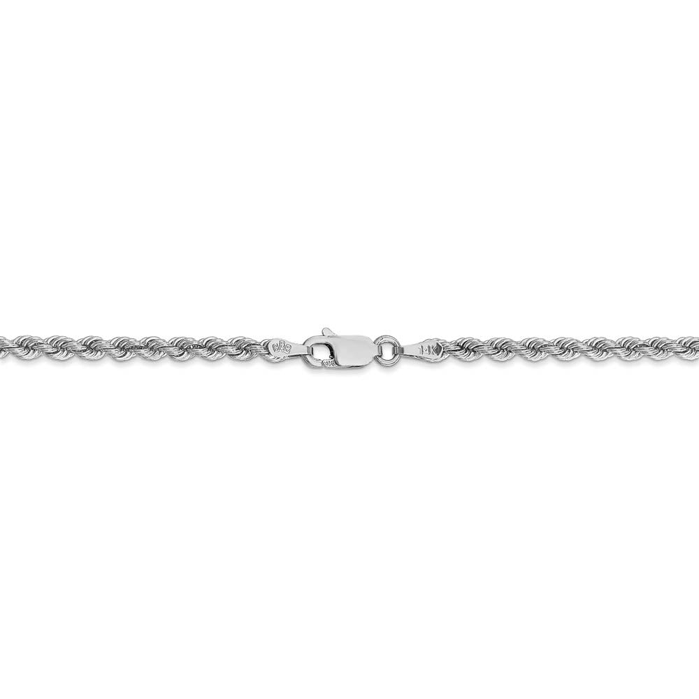 Alternate view of the 2.75mm, 14k White Gold, Handmade Solid Rope Chain Bracelet, 8 Inch by The Black Bow Jewelry Co.