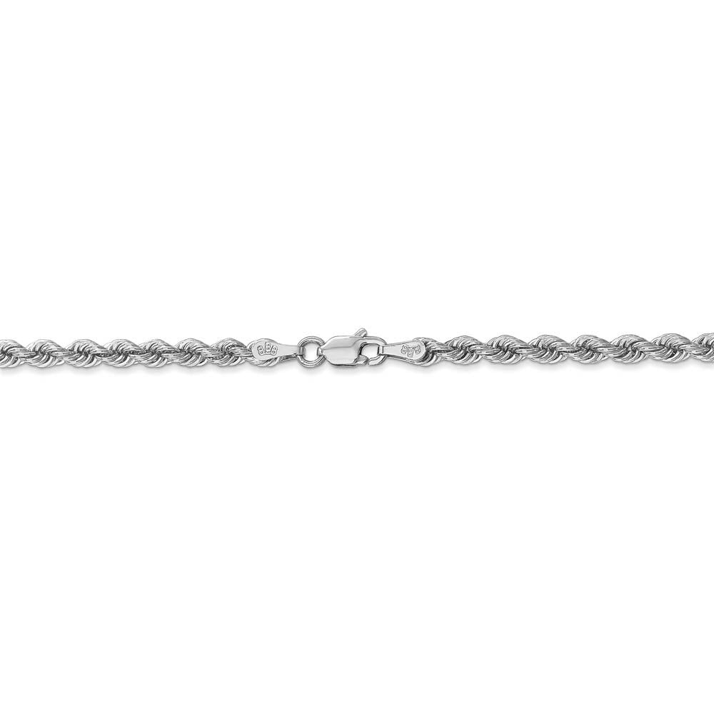 Alternate view of the 3mm, 14k White Gold, Handmade Solid Rope Chain Bracelet, 7 Inch by The Black Bow Jewelry Co.