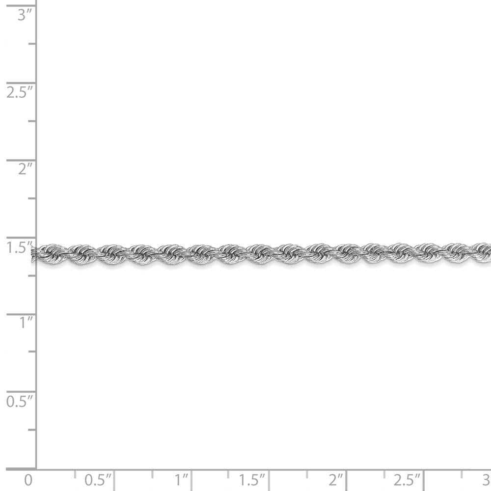 Alternate view of the 3mm, 14k White Gold, Handmade Solid Rope Chain Bracelet, 7 Inch by The Black Bow Jewelry Co.