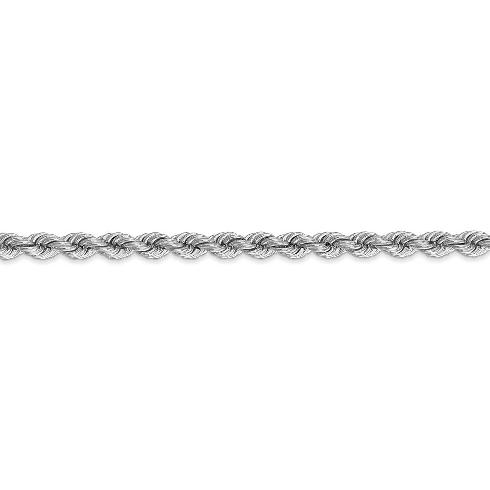 Alternate view of the 4mm, 14k White Gold, Handmade Solid Rope Chain Bracelet by The Black Bow Jewelry Co.