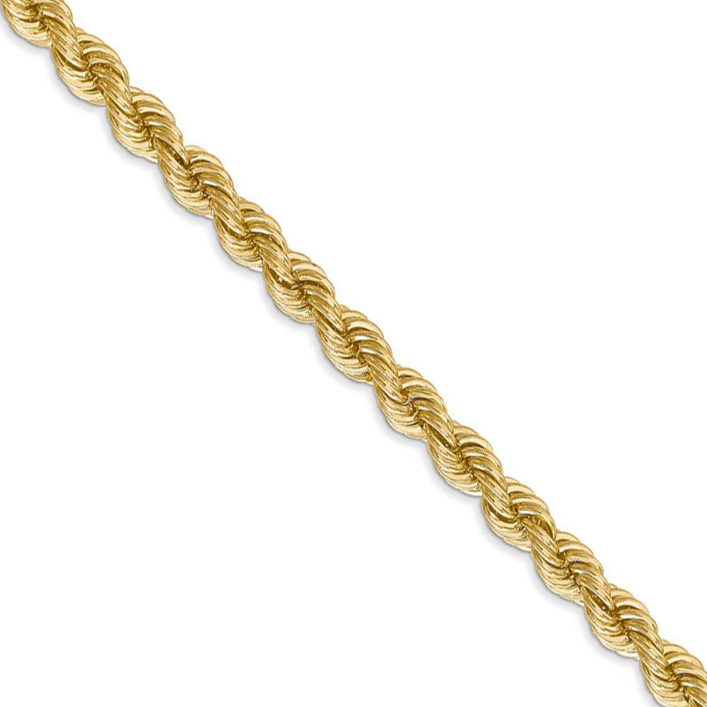 5mm, 14k Yellow Gold, Handmade Solid Rope Chain Necklace