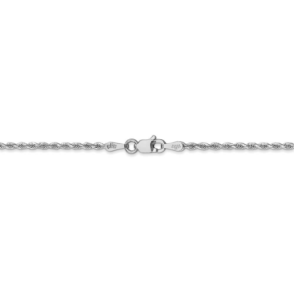 Alternate view of the 1.8mm, 14k White Gold, Diamond Cut Solid Rope Chain Bracelet by The Black Bow Jewelry Co.