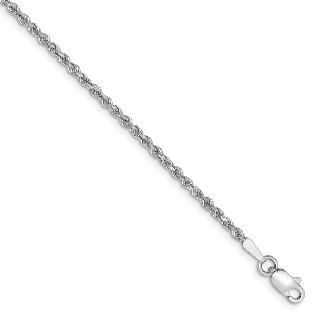 1.8mm, 14k White Gold, Diamond Cut Solid Rope Chain Anklet, Item C8174-A by The Black Bow Jewelry Co.
