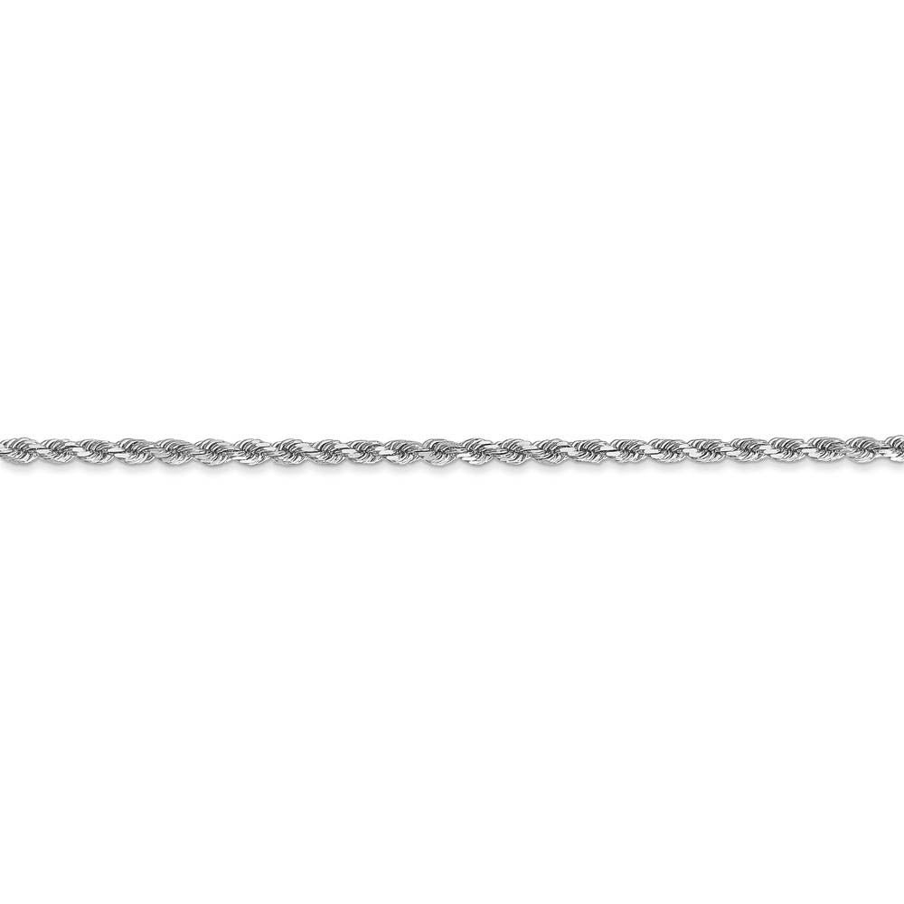 Alternate view of the 2mm, 14k White Gold, Diamond Cut Solid Rope Chain Anklet, 9 Inch by The Black Bow Jewelry Co.
