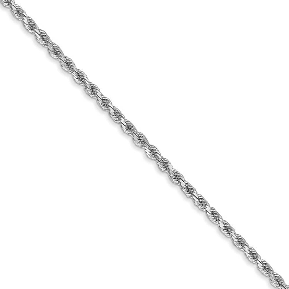 2mm, 14k White Gold, Diamond Cut Solid Rope Chain Necklace, Item C8175 by The Black Bow Jewelry Co.