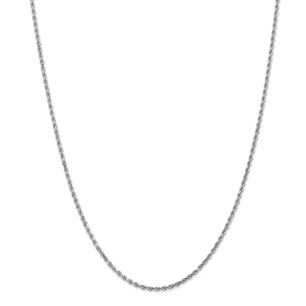 Alternate view of the 2mm, 14k White Gold, Diamond Cut Solid Rope Chain Necklace by The Black Bow Jewelry Co.