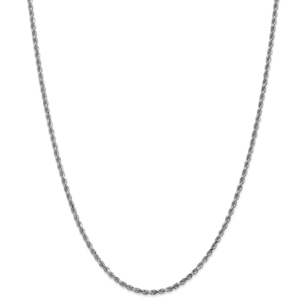 Alternate view of the 2.25mm, 14k White Gold, Diamond Cut Solid Rope Chain Necklace by The Black Bow Jewelry Co.