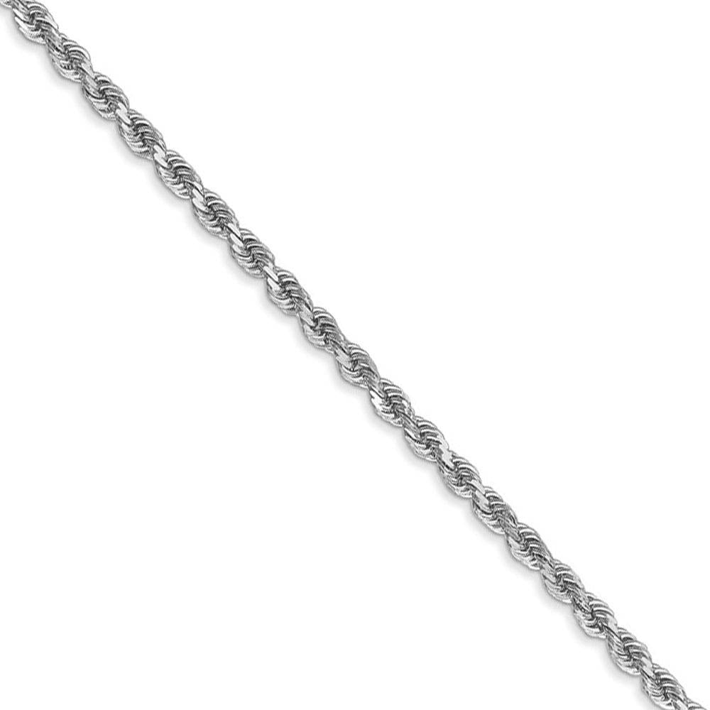 2.25mm, 14k White Gold, Diamond Cut Solid Rope Chain Necklace