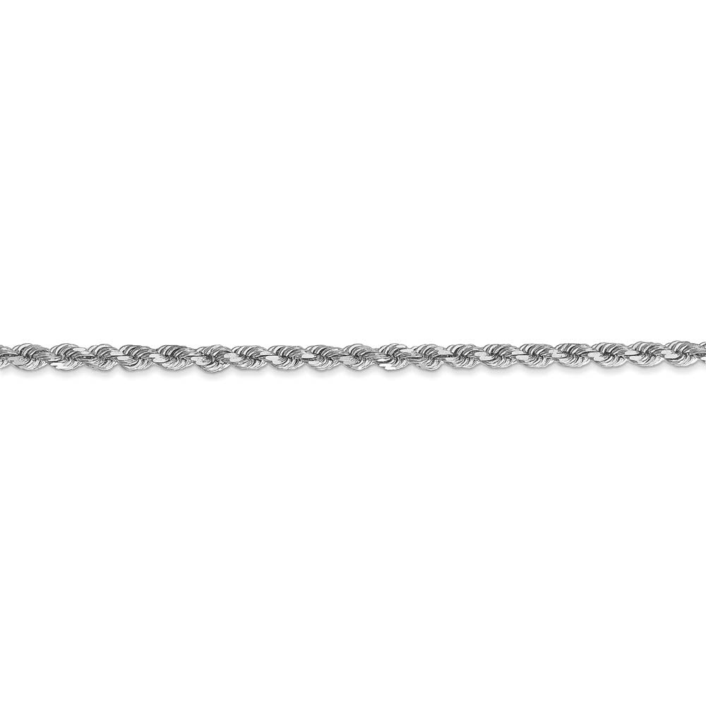 Alternate view of the 2.75mm, 14k White Gold, Diamond Cut Solid Rope Chain Anklet, 9 Inch by The Black Bow Jewelry Co.