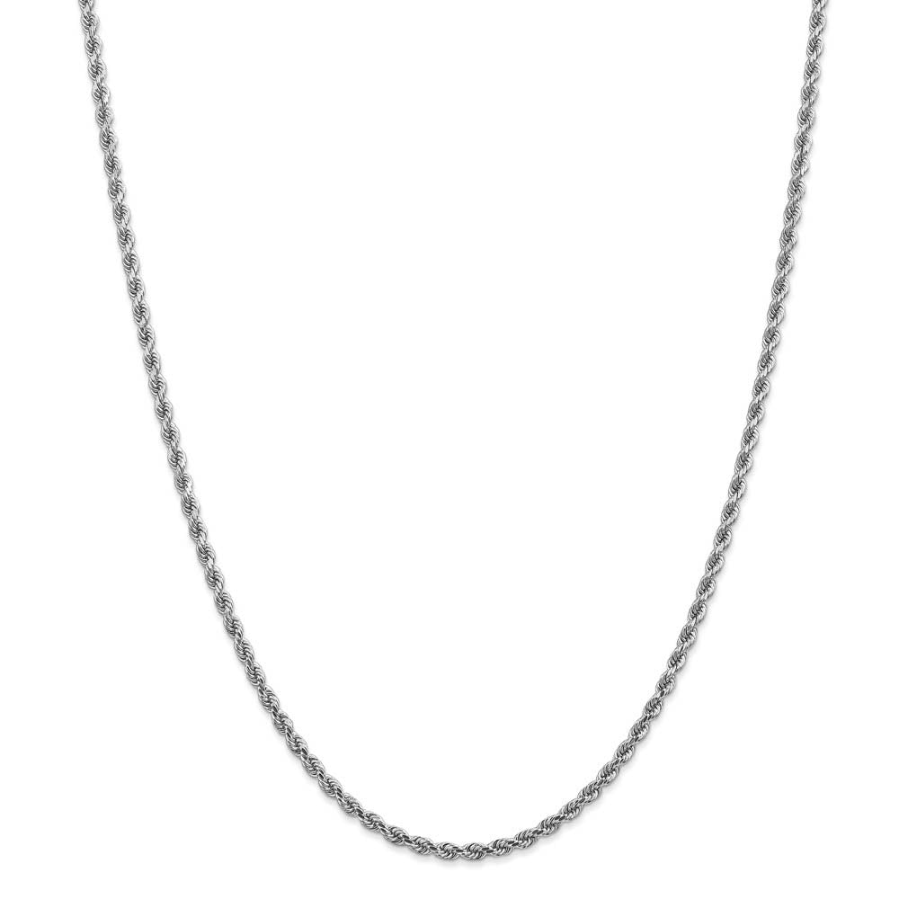Alternate view of the 2.75mm, 14k White Gold, Diamond Cut Solid Rope Chain Necklace by The Black Bow Jewelry Co.