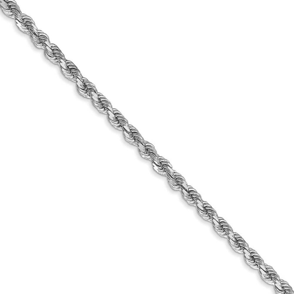 2.75mm, 14k White Gold, Diamond Cut Solid Rope Chain Necklace