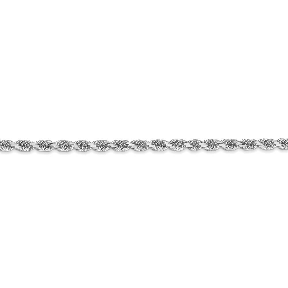 Alternate view of the 3mm, 14k White Gold, Diamond Cut Solid Rope Chain Anklet or Bracelet by The Black Bow Jewelry Co.