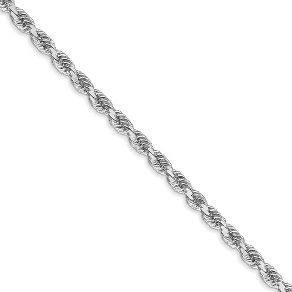 3mm, 14k White Gold, Diamond Cut Solid Rope Chain Necklace