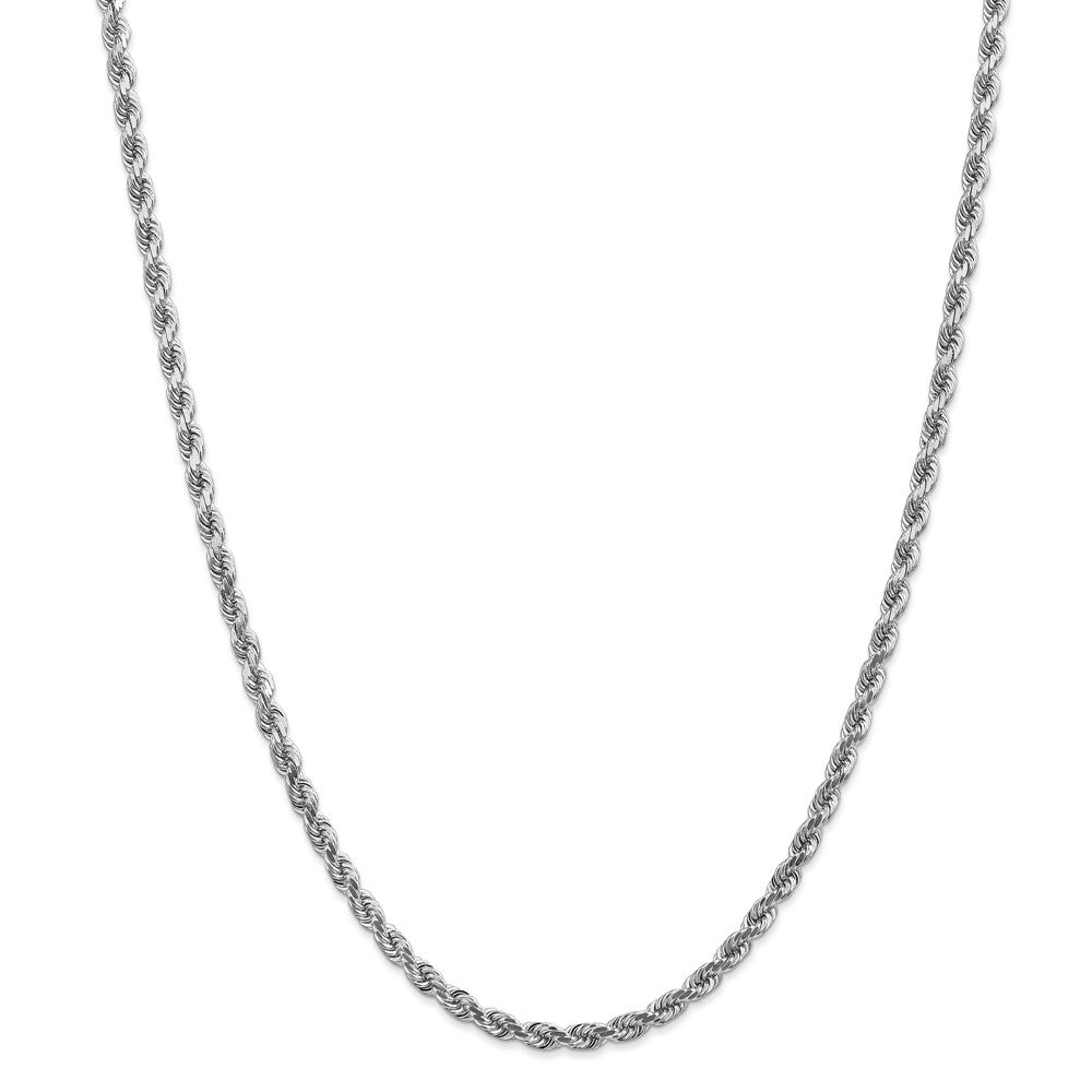Alternate view of the 4mm, 14k White Gold, Diamond Cut Solid Rope Chain Necklace by The Black Bow Jewelry Co.