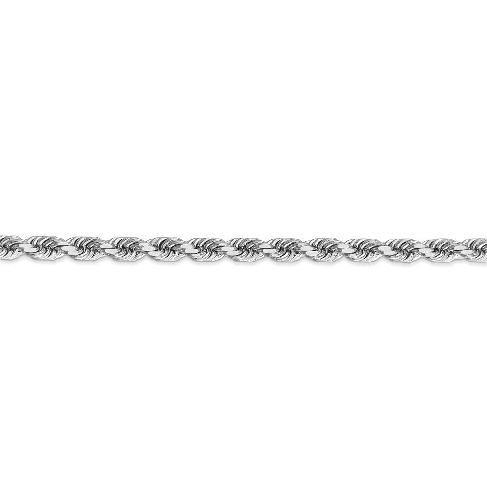 Alternate view of the 4.5mm, 14k White Gold, Diamond Cut Solid Rope Chain Bracelet by The Black Bow Jewelry Co.