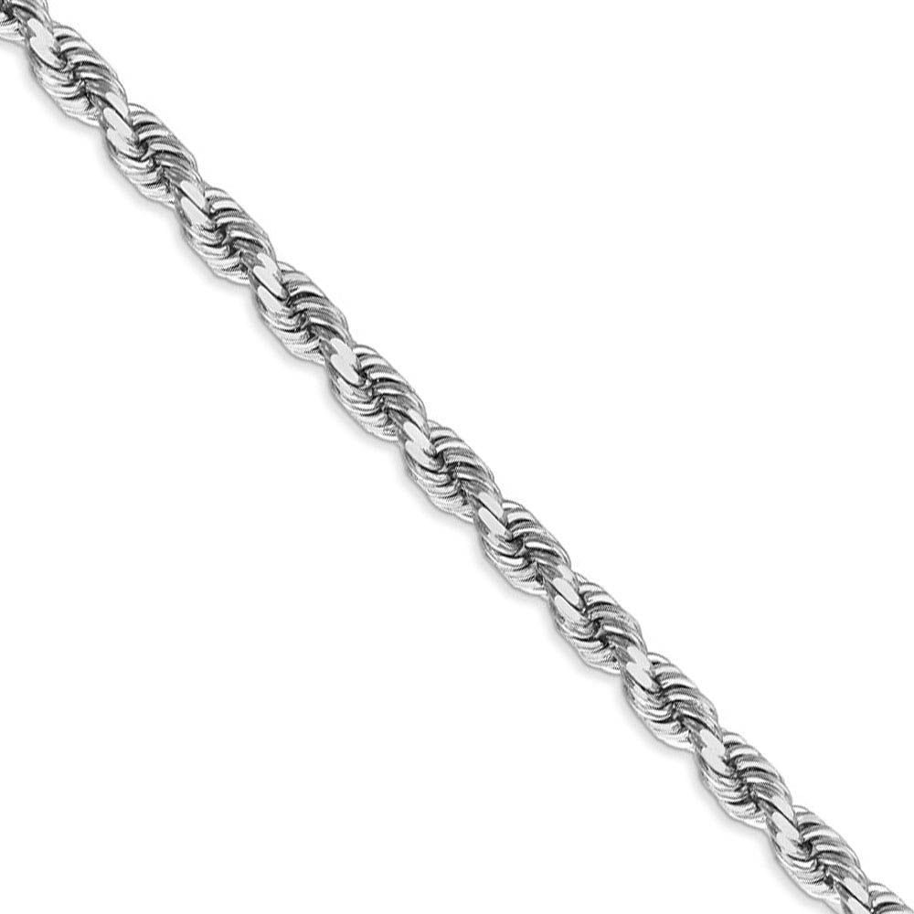 4.5mm, 14k White Gold, Diamond Cut Solid Rope Chain Necklace, Item C8180 by The Black Bow Jewelry Co.