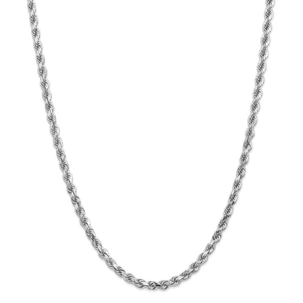 Alternate view of the 4.5mm, 14k White Gold, Diamond Cut Solid Rope Chain Necklace by The Black Bow Jewelry Co.