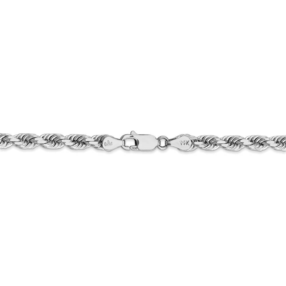 Alternate view of the 4.5mm, 14k White Gold, Diamond Cut Solid Rope Chain Necklace by The Black Bow Jewelry Co.