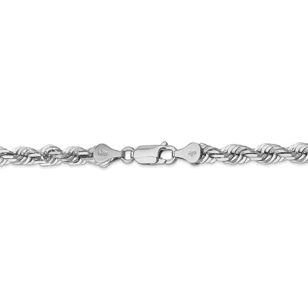 Alternate view of the 5.5mm, 14k White Gold, Diamond Cut Solid Rope Chain Necklace by The Black Bow Jewelry Co.