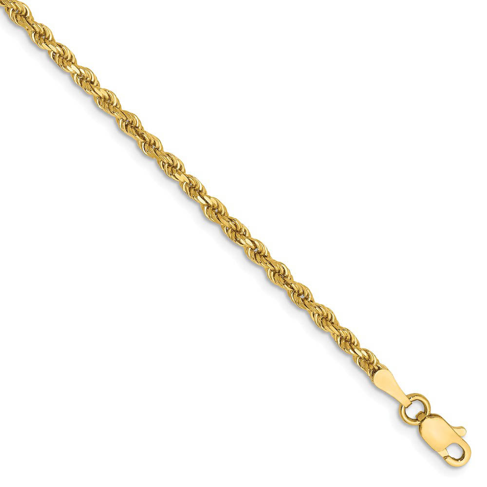 2.25mm 14k Yellow Gold Diamond Cut Solid Rope Chain Bracelet, Item C8182 by The Black Bow Jewelry Co.