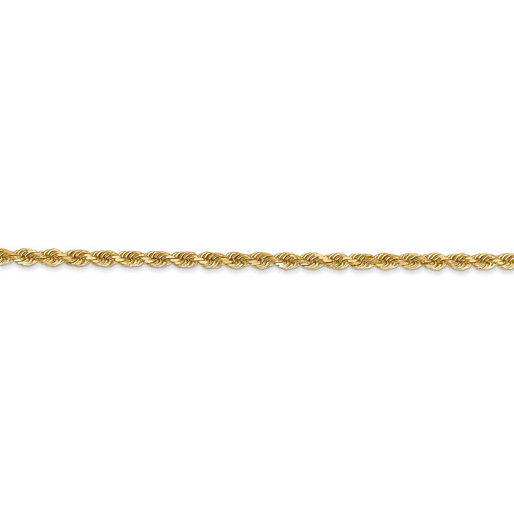Alternate view of the 2.25mm 14k Yellow Gold Diamond Cut Solid Rope Chain Bracelet by The Black Bow Jewelry Co.