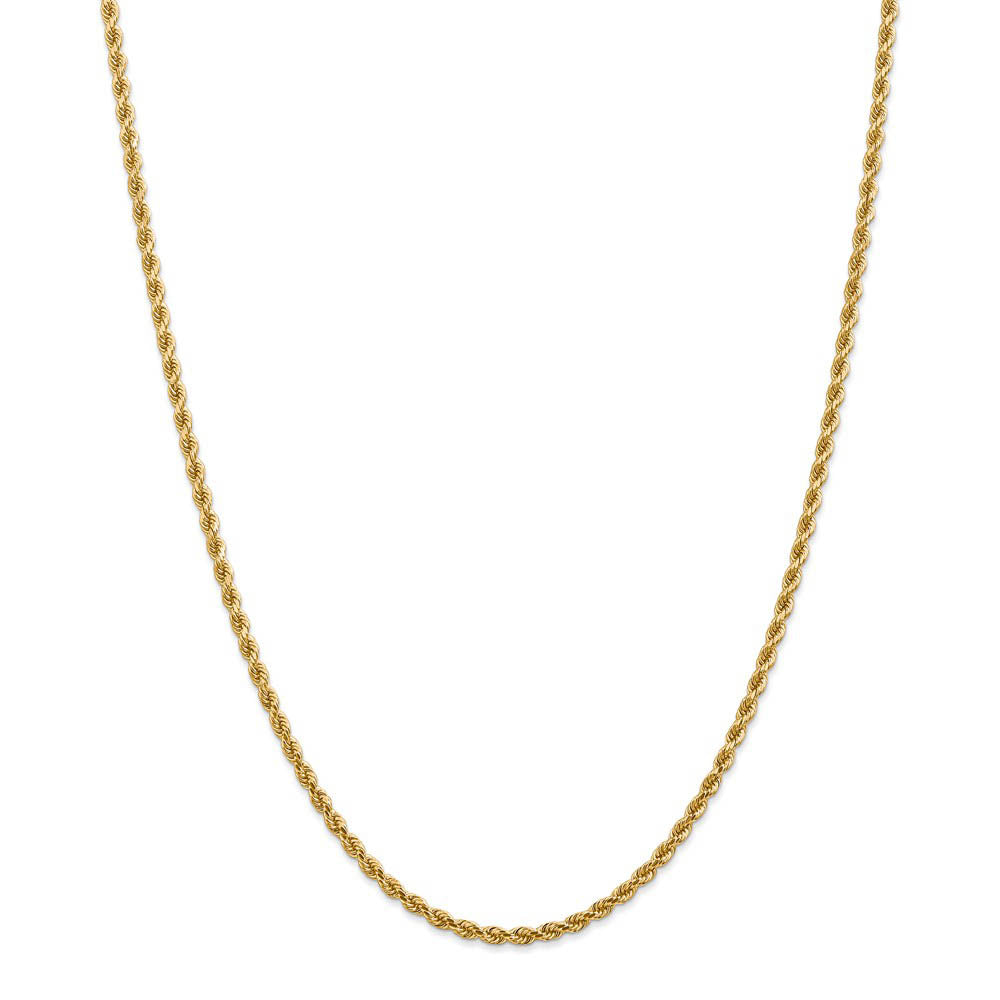 Alternate view of the 2.75mm 14k Yellow Gold, Diamond Cut Solid Rope Chain Necklace by The Black Bow Jewelry Co.