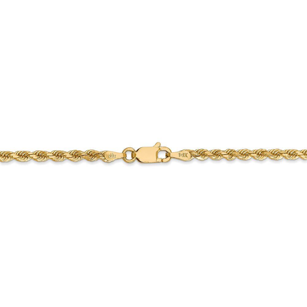 Alternate view of the 2.75mm 14k Yellow Gold, Diamond Cut Solid Rope Chain Necklace by The Black Bow Jewelry Co.