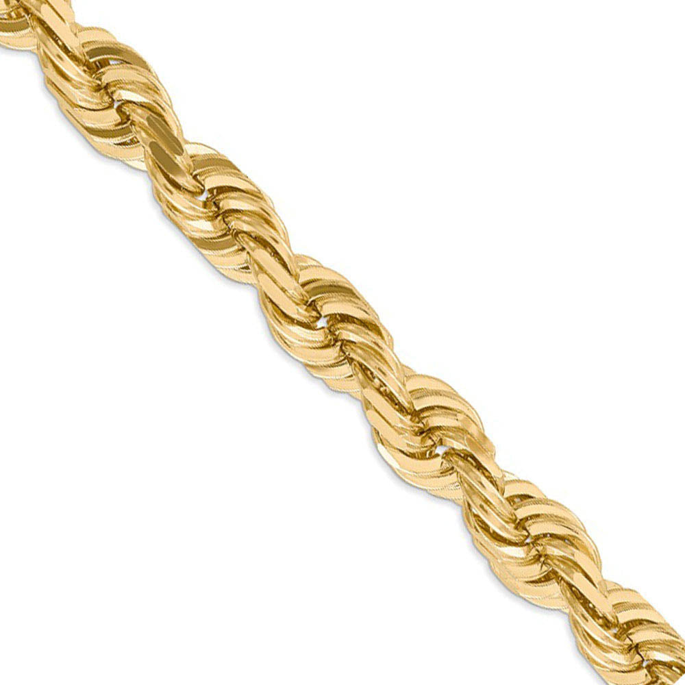 Men's 10mm, 14k Yellow Gold, Diamond Cut Solid Rope Chain Necklace, Item C8184 by The Black Bow Jewelry Co.