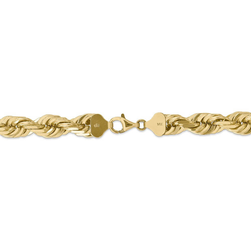Alternate view of the Men's 10mm, 14k Yellow Gold, Diamond Cut Solid Rope Chain Necklace by The Black Bow Jewelry Co.