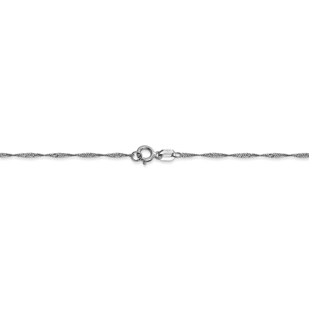 Alternate view of the 1mm, 14k White Gold, Singapore Chain by The Black Bow Jewelry Co.