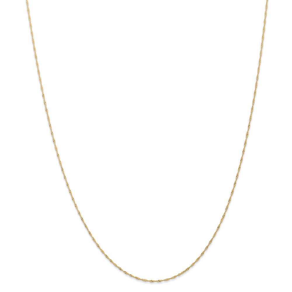 Alternate view of the 1mm, 14k Yellow Gold, Singapore Chain Necklace by The Black Bow Jewelry Co.