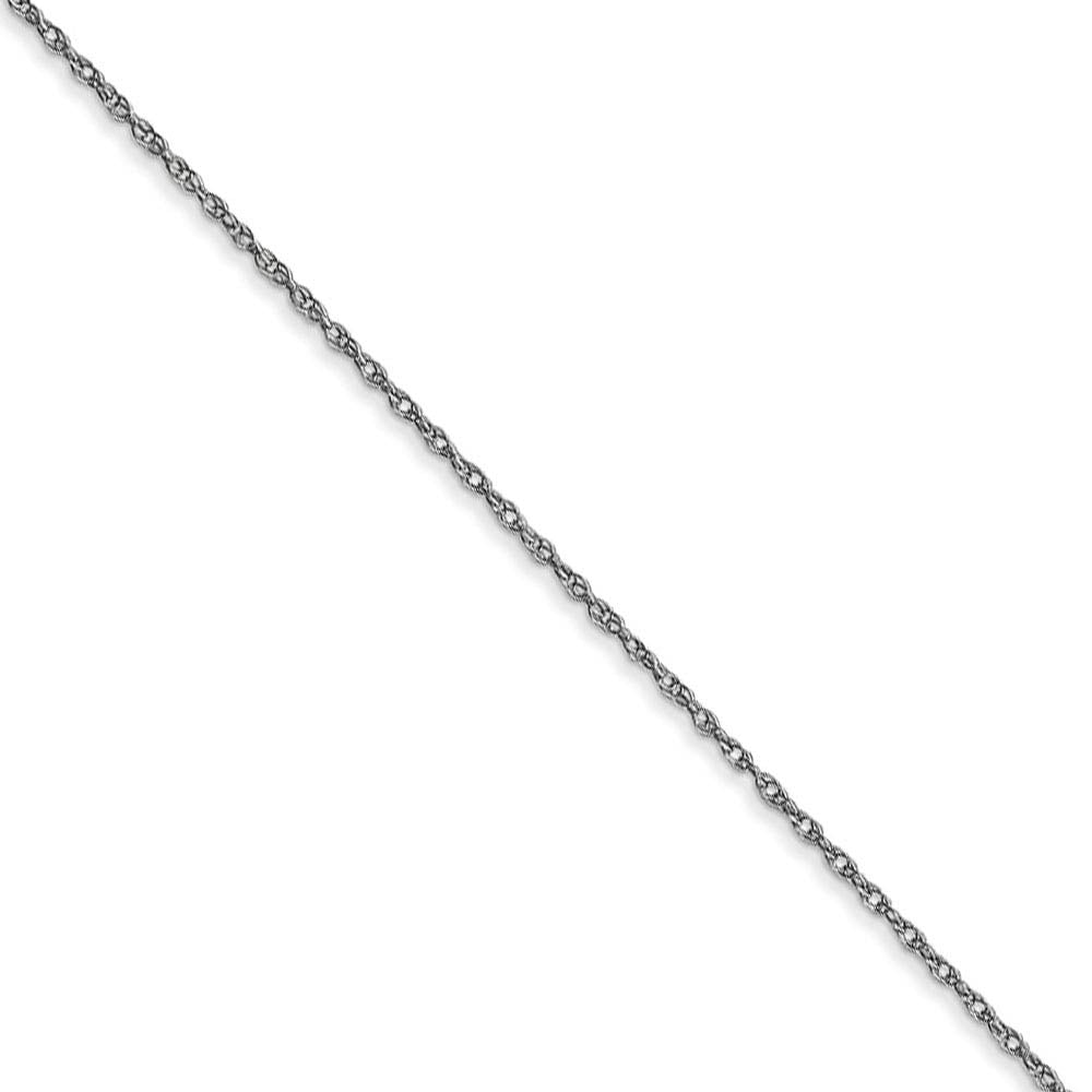 0.6mm Rope Chain Necklace In 14K White Gold - 18 Inch Length With Spring Ring Clasp, Adjustable 0.6mm Rope Chain Necklace In 14K White Gold - 18 Inch Length With Spring Ring Clasp, Adjustable