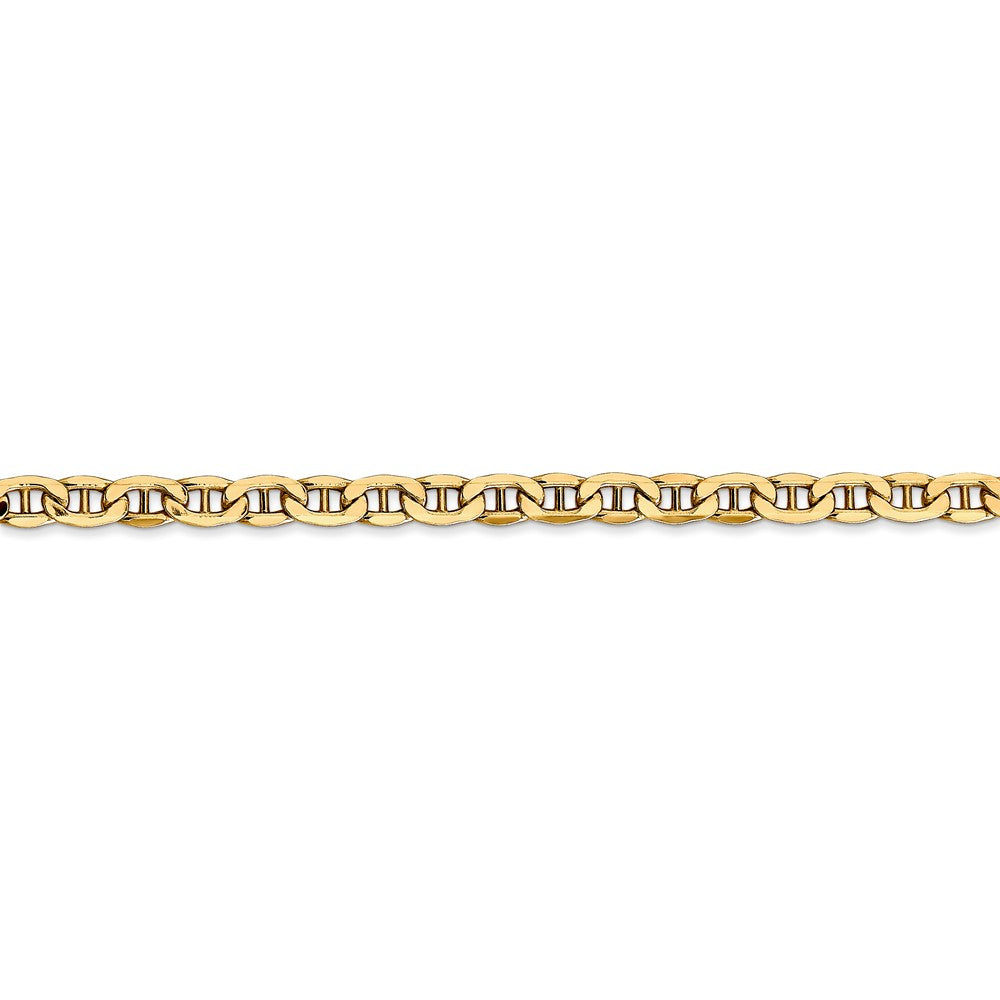 Alternate view of the 4mm, 14k Yellow Gold, Hollow Anchor Link Chain Bracelet by The Black Bow Jewelry Co.