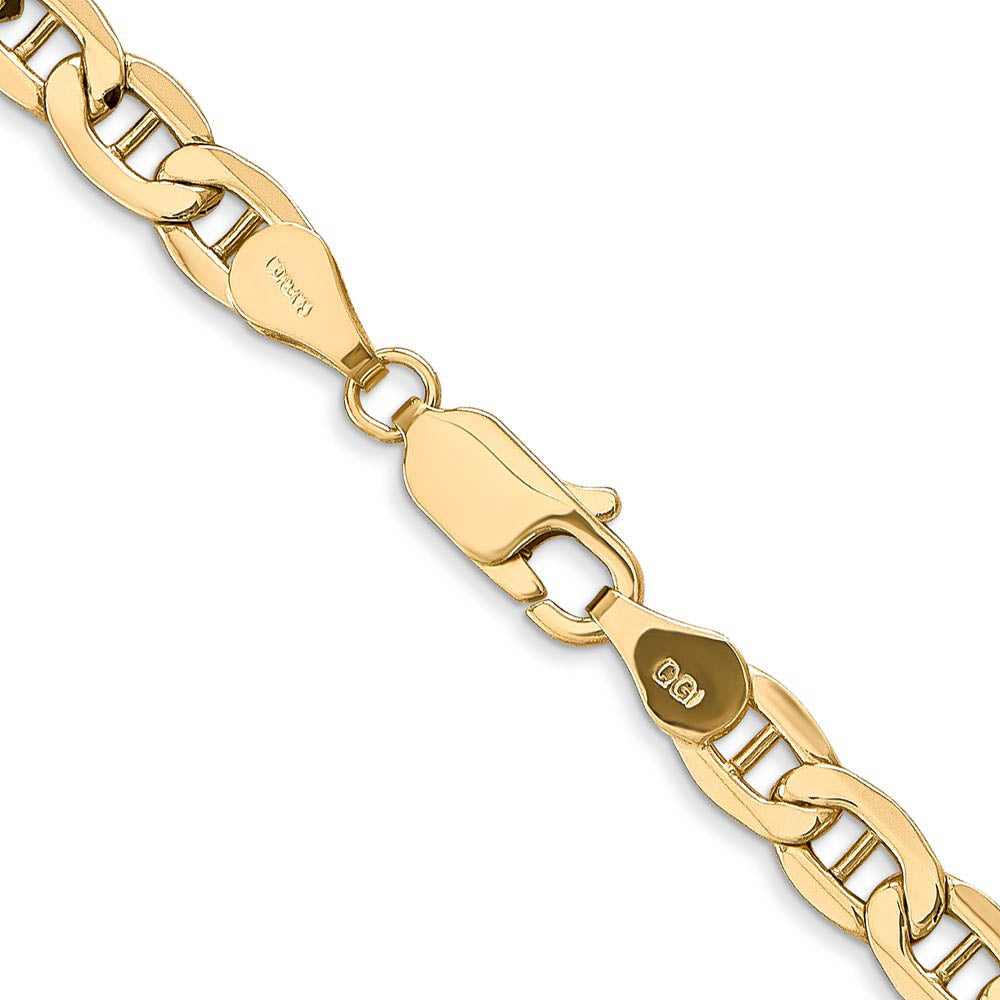 Alternate view of the 4.75mm, 14K Yellow Gold, Hollow Anchor Link Chain Necklace by The Black Bow Jewelry Co.