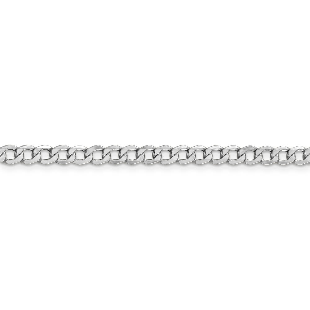 Alternate view of the 4.3mm, 14k White Gold, Hollow Curb Link Chain Bracelet by The Black Bow Jewelry Co.