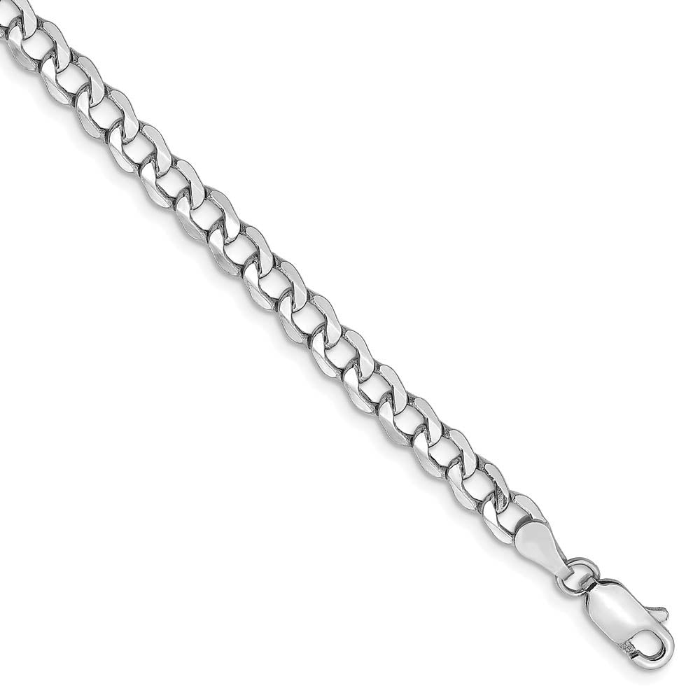 4.3mm, 14k White Gold, Hollow Curb Link Chain Bracelet