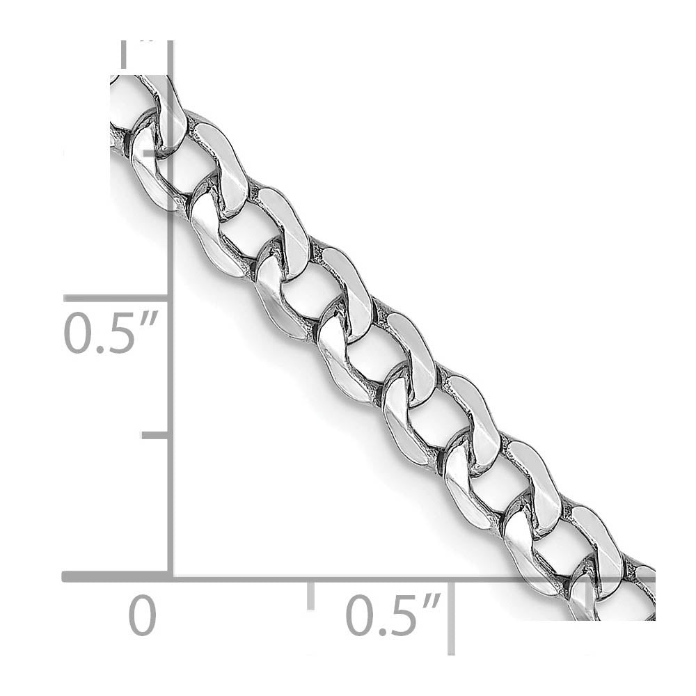 Alternate view of the 4.3mm, 14K White Gold, Hollow Curb Link Chain Necklace by The Black Bow Jewelry Co.