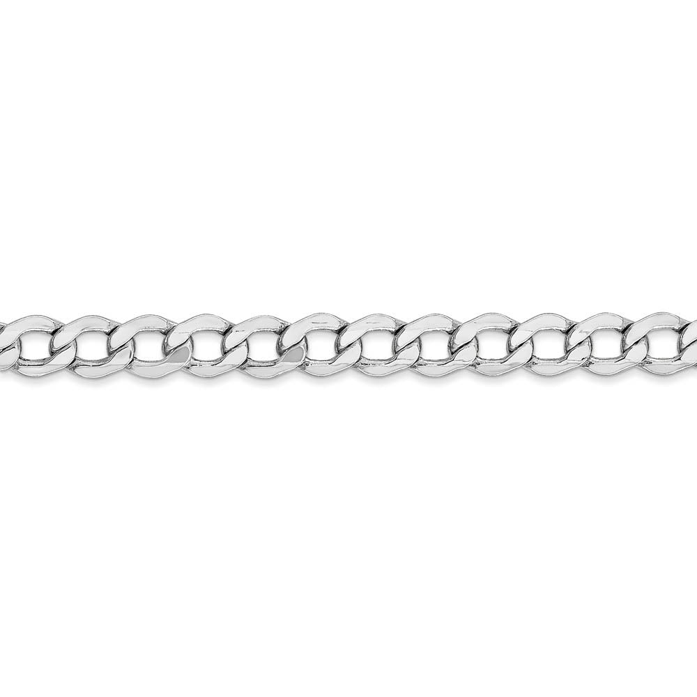 Alternate view of the 5.25mm, 14k White Gold, Hollow Curb Link Chain Bracelet by The Black Bow Jewelry Co.
