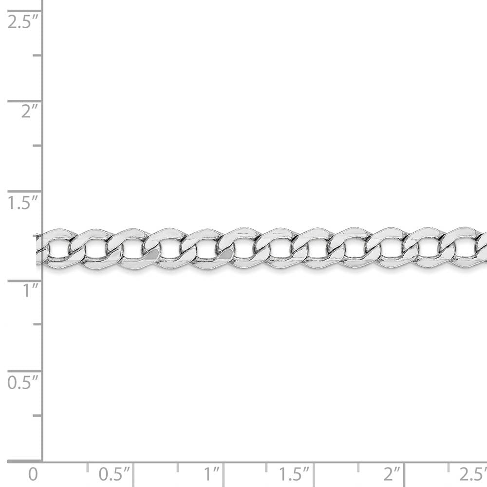 Alternate view of the 5.25mm, 14k White Gold, Hollow Curb Link Chain Bracelet by The Black Bow Jewelry Co.