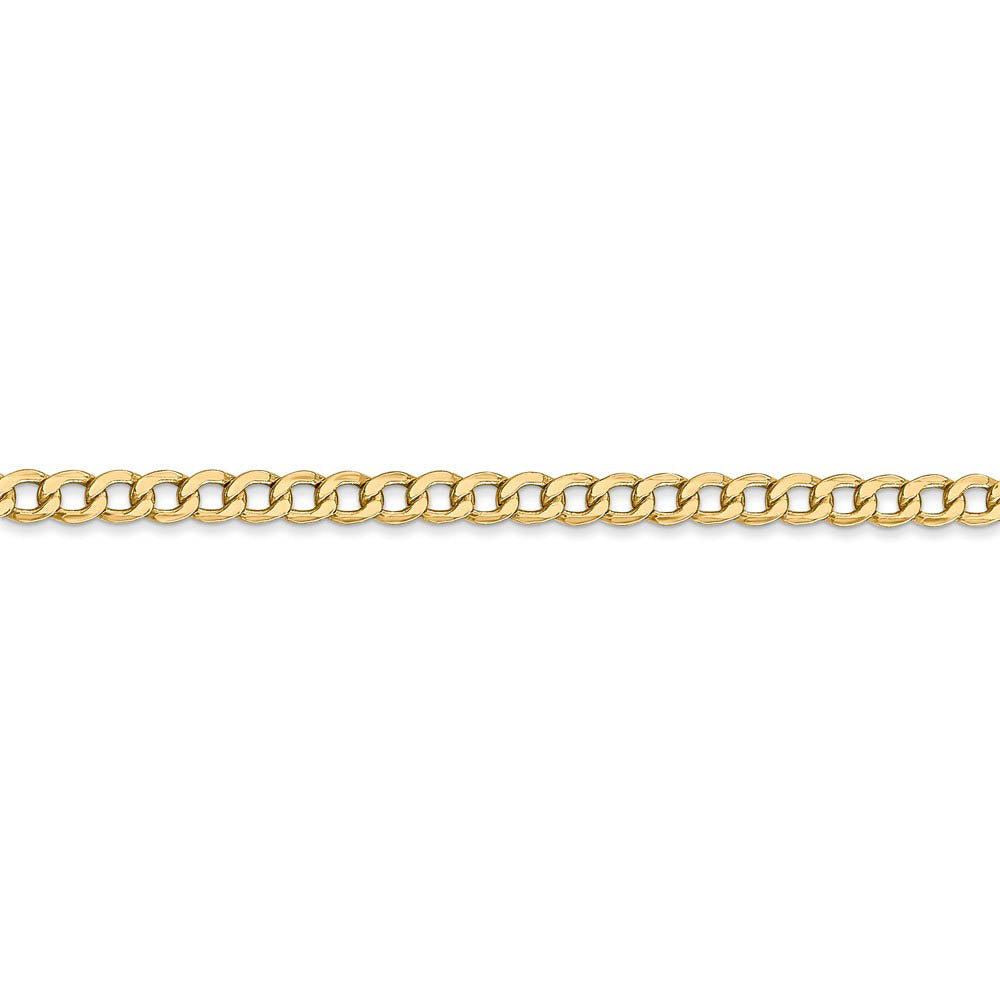 Alternate view of the 3.35mm, 14k Yellow Gold, Hollow Curb Link Chain Bracelet by The Black Bow Jewelry Co.