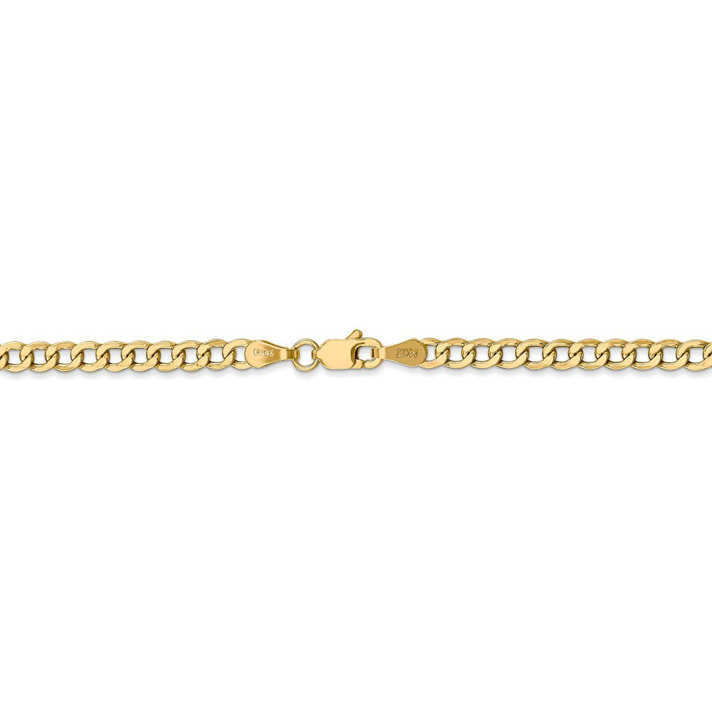 Alternate view of the 3.35mm, 14k Yellow Gold, Hollow Curb Link Chain Bracelet by The Black Bow Jewelry Co.