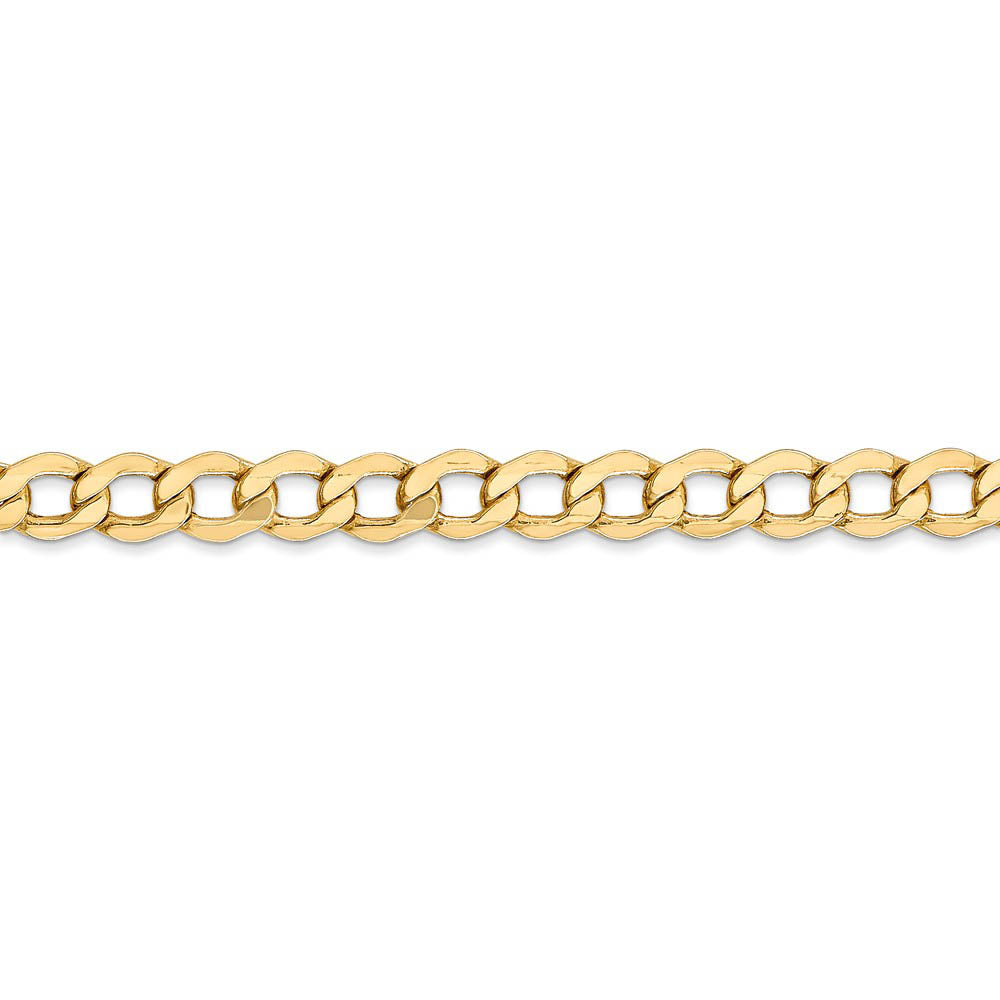 Alternate view of the 5.25mm, 14k Yellow Gold, Hollow Curb Link Chain Bracelet by The Black Bow Jewelry Co.