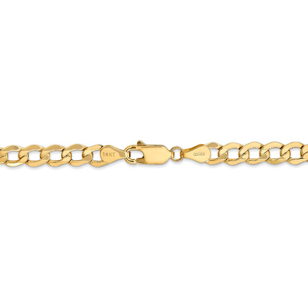 Alternate view of the 5.25mm, 14k Yellow Gold, Hollow Curb Link Chain Bracelet by The Black Bow Jewelry Co.
