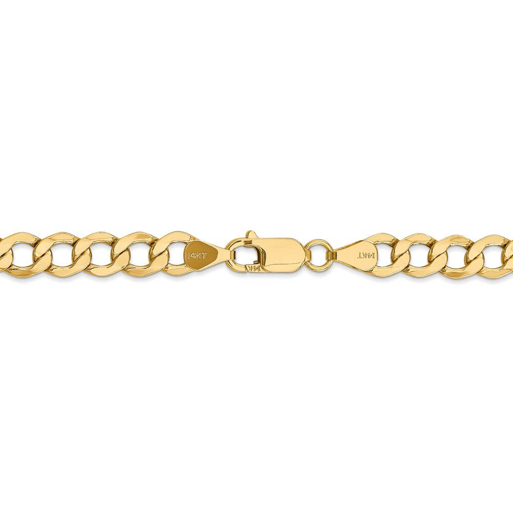 Alternate view of the Men's 6.5mm, 14k Yellow Gold, Hollow Curb Link Chain Bracelet by The Black Bow Jewelry Co.