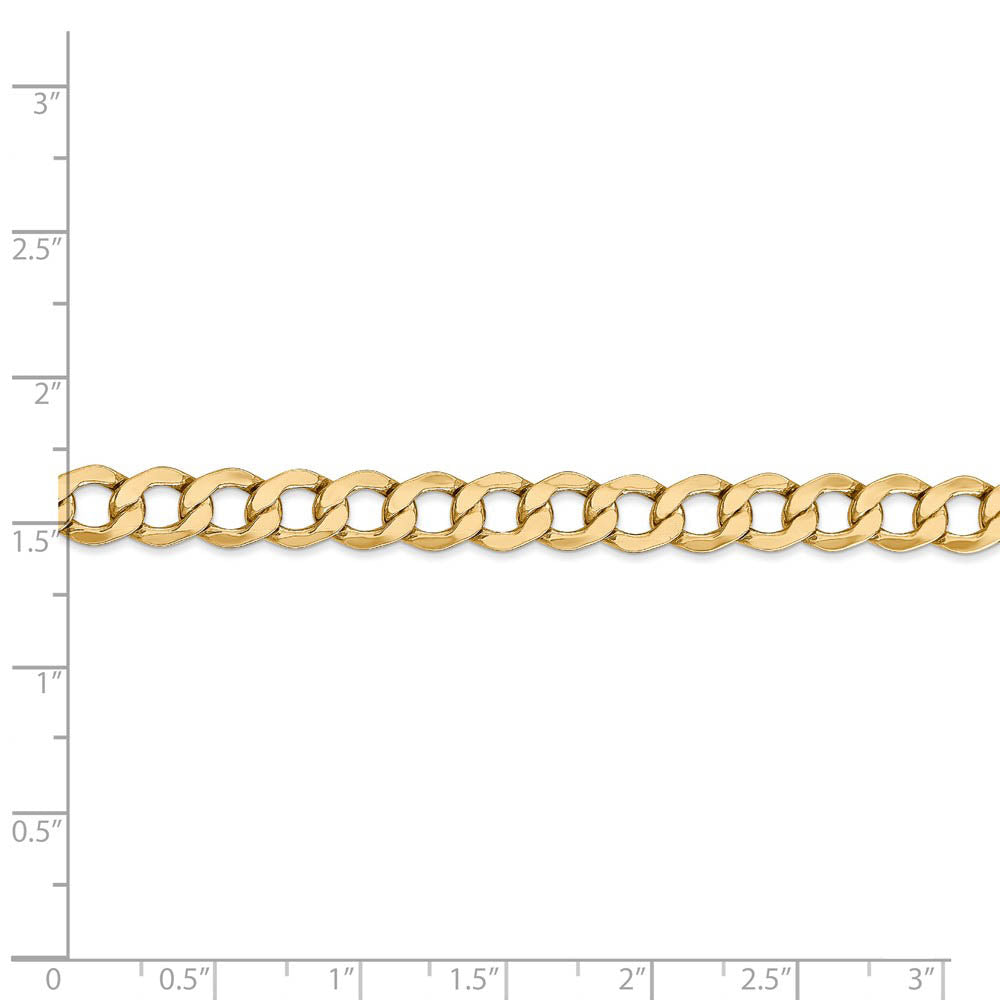 Alternate view of the Men's 6.5mm, 14k Yellow Gold, Hollow Curb Link Chain Necklace by The Black Bow Jewelry Co.