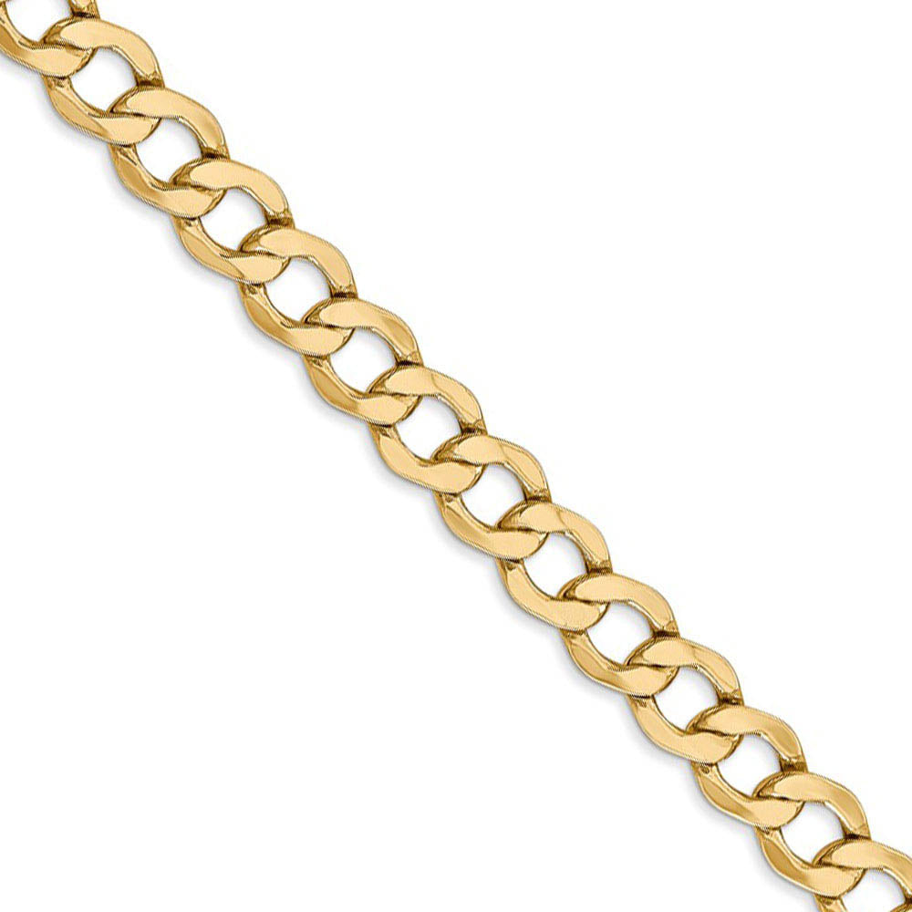 Men's 6.5mm, 14k Yellow Gold, Hollow Curb Link Chain Necklace