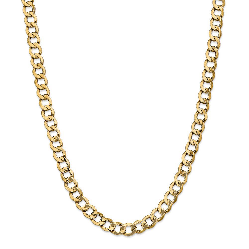 Alternate view of the Men's 8mm, 14k Yellow Gold, Hollow Curb Link Chain Necklace by The Black Bow Jewelry Co.