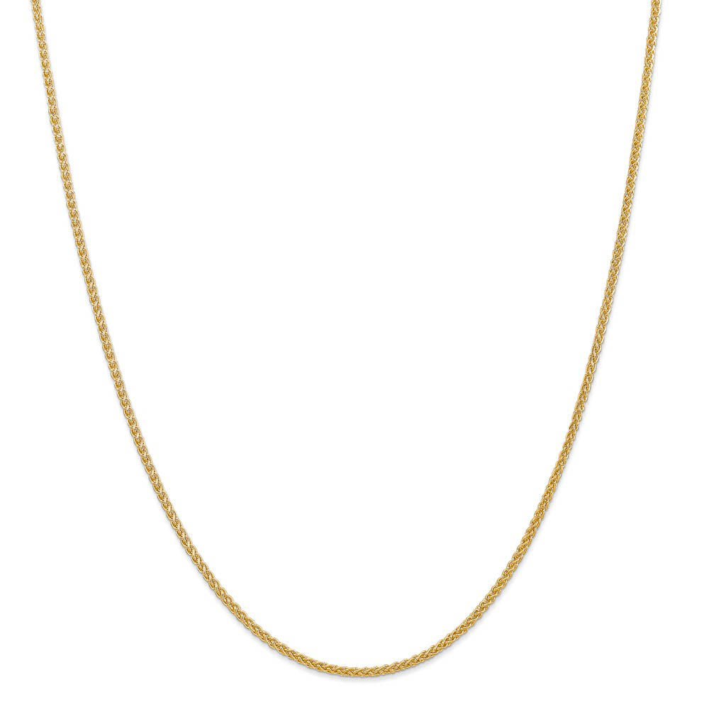 Alternate view of the 2mm, 14k Yellow Gold, Hollow Wheat Chain Necklace by The Black Bow Jewelry Co.